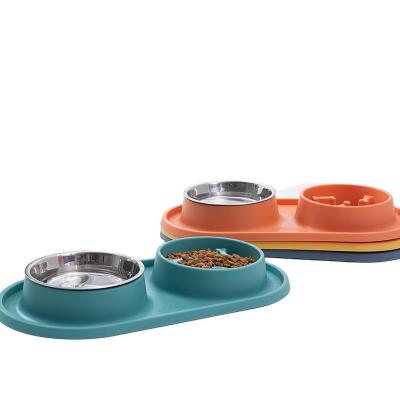 China Replaceable Dual Purpose Stainless Steel Small Animal Bowls for Dogs and Cats, Slow Food Clog Proof Bowls for Dogs, and Cat Bowl Feeders for sale