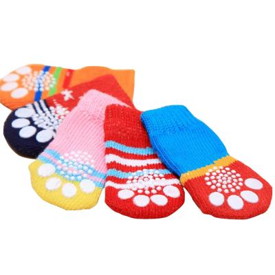 China CLASSICS pet jars four packs of high quality soft non-slip cotton socks for dogs and cats, multi-colored and multi-flower pet supplies for sale