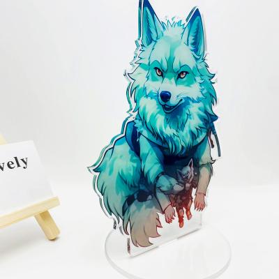 China Promotion Gift Custom cartoon anime acrylic standee wholesale plastic cracked hologram charms printed character stand keychain for sale