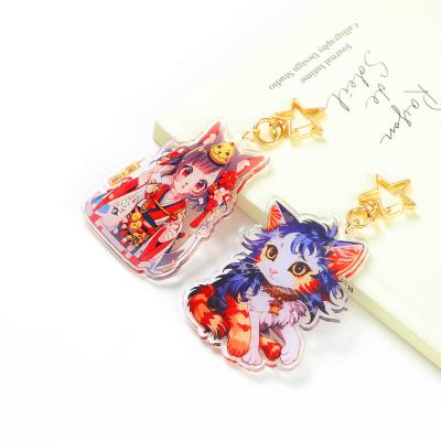 China Promotion Gift Promotion Gifts Charm Glitter Custom Printed Anime Acrylic Keychain Plastic Key Chain With Epoxy Hologram Keychain for sale