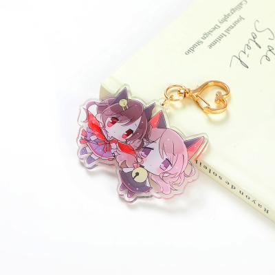 China Promotion Gift Wholesale Make Your Own Keychain Custom LOGO Printed Acrylic Charms Free Sample Clear Plastic Cartoon Anime Keychain for sale