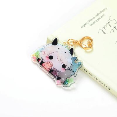 China Promotion Gift Wholesale kawaii printed cute anime cartoon plastic custom acrylic charms keychains for sale