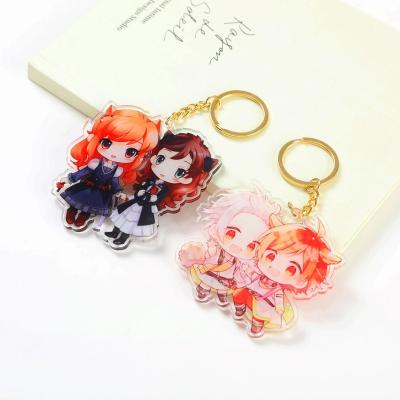 China Promotion Gift cheap plastic keyring stock colorful accessories attach to acrylic keychains for sale