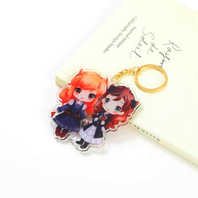 China Promotiom Gift Promotional Holographic Keychain Hologram Anime Glitter Custom Epoxy Keychain Customized Plastic Charms Acrylic Keychain for sale