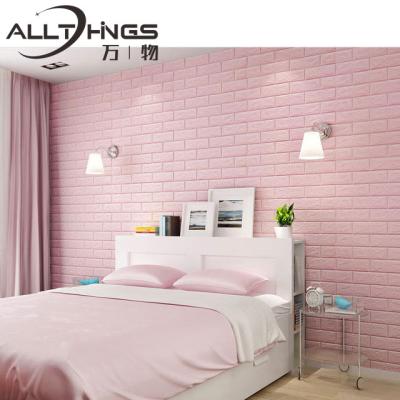 China Modern Eco-friendly Foam Wallpaper Self-adhesive 3d Brick Wall Fake 3D Foam Wallpaper Self Adhesive PE Wallpaper For Home Decor for sale