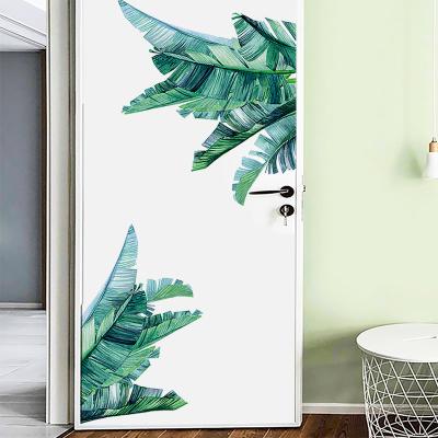 China Green Plants Art Murals Vinyl Wallpaper of WALL STICKER Wall Palm Leaf Posters for Bedroom Nursery Plantain Leaf Tropical Plants Wall Stickers for sale