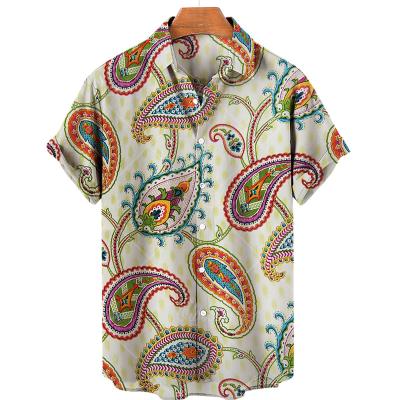 China Wholesale 2023 Summer New Floral Print Shorts Anti Shrink Sheath Plus Size Custom Made Men's Beach Polyester Shirts Tops for sale