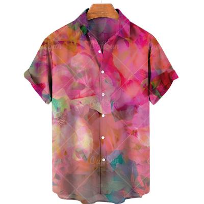 China 2023 New Fashion Summer Men's Hawaiian Shirt Wholesale Casual Anti-shrink Gradient Printing for sale