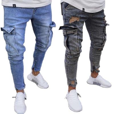 China Wholesale Style Mens Breathable Street Biker Ripped Skinny Jeans Pants Plus Size Mens Jeans Patched Denim Mens Jeans for sale