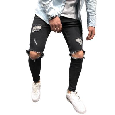 China Hot Sale Breathable Washed Slim Ripped Men Black Friday Casual Denim Pants With Hole Plus Size Leisure Mens Jeans for sale