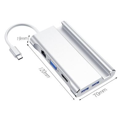 China Laptop/Mobile Phone/Pad 7 in 1 USB C Hub Thunderbolt 3 with USB 3.0 PD Charging HDTV 4K VGA Gigabit for Macbook Pro Air for sale