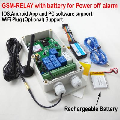 China New GSM Controller GSM-RELAY 4G/3G/GSM Gate/Remote Garage Door/Opener Via SMS/Free Call Rechargeable Battery For Power Off Alarm for sale