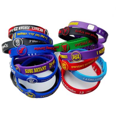 China Basketball Team Waterproof High Quality Custom Silicone Fitted For Words Adults And Children Rubber Wristband for sale