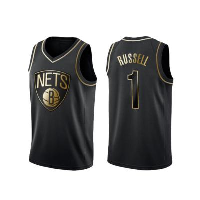 China New Style Breathable Hot Selling Black And Gold Nets #7 Durant Basketball Tank Tops for sale