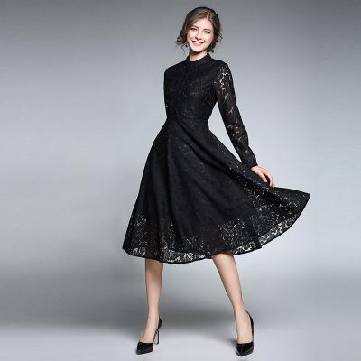 China Breathable Widely Used Europe And America Lace Up Long Sleeves Midi Knee Length Dress With Wholesale Price for sale