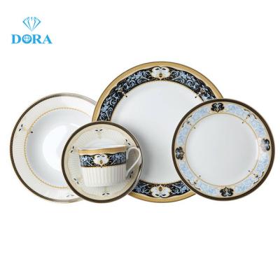 China 16 Pcs Sustainable Good Quality Porcelain Ceramic Dinnerware Set With Custom Logo For 4 People for sale