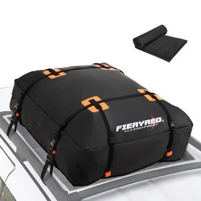 China PVC FIERYRED 15 Cubic Feet Waterproof Soft Roof Top Bag Travel Storage Luggage Bag Car Roof Bag Cargo Carrier for sale