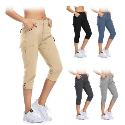 China Anti-Wrinkle Women's Outdoor Upf Rise Pants 50 Short Jogger Cargo Pants With Zipper Pockets for sale