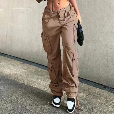 China Custom Outdoor Anti-Wrinkle Women Casual Hip-Hop Baggy Cargo Pants Raising Pants Stylish Streetwear Pants With 4 Pockets for sale