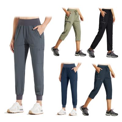 China Custom Outdoor Rise Sporty Pants And Anti-Wrinkle Women Workout Yoga Cargo Shorts Casual Plus Size Pants With Zipper Pockets for sale