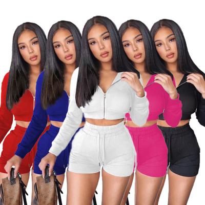 China Wholesale Breathable Custom Logo Hoodie Training Shorts Summer And Jogging Wear Tracksuits Women 2 Pieces Sets Sweat Suits Biker Set for sale