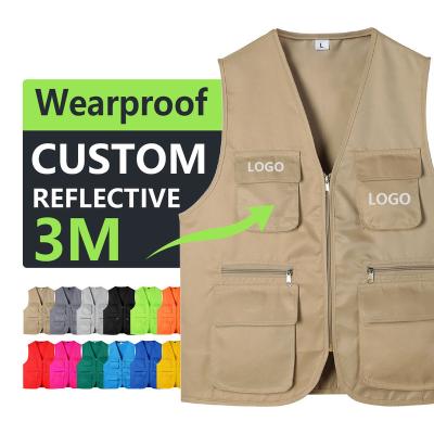 China Multi Reporter Photography Camping Safari Vest Cartoon Logo Waistcoat For Fishing Hiking Anti-wrinkle Pockets Cargo Fisherman Vest for sale