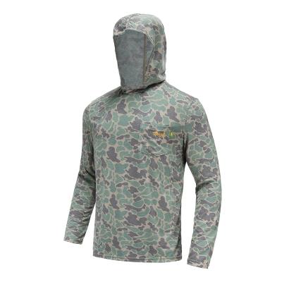 China Wholesale Antibacterial Camouflage Fishing Shirts With Hood Sublimated Long Sleeve Fishing Shirts Marshwear Fishing Shirt for sale