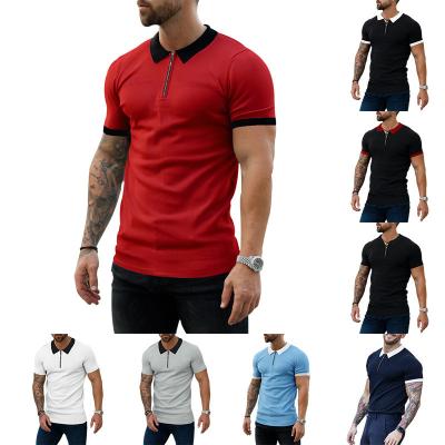 China Fashion Slim Fit Anti-wrinkle Sport Wear Mens Polo T Shirts Zipper Casual Blank Plain Collar Slim Fit T-Shirt With Print Logo Graphic for sale