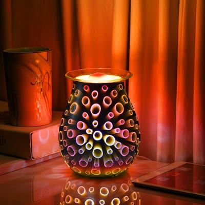 China Modern Aromatherapy Glass Lamp Bedroom Diffuser 3D Glass Wax Burner for sale