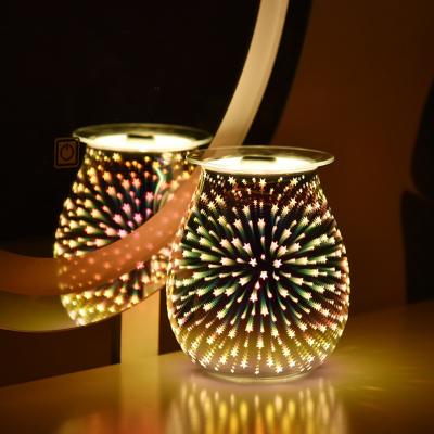 China High Quality Modern 3D Glass LED For Home Round Scent Lamp Bulb Bedroom Ceramic Wax Warmer For Wax Melts for sale