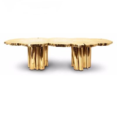 China Tree Roots Irregular Contemporary Design Brass Tree Shape Table Boca Do Lobo Gold Dining Table Gold Dining Table For 6/8 People for sale