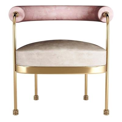 China Luxury Modern Dining Chair Pink Leather Armchair And Legs Stainless Steel Gold White for sale