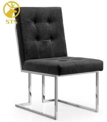 China Comfortable Luxury Velvet Dining Chair Stainless Steel Base Black Gold Dining Chair Restaurant Chair for sale