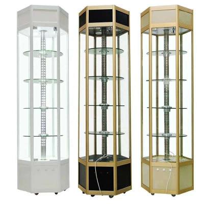 China Commercial Furniture Acrylic Rotary Display Cabinet Jewelry Lighting Display Stand For Glass Tobacco Liquor Gifts Showcase Store High End Fittings for sale