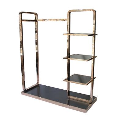 China Commercial Display Customized Stainless Steel Shoes Bags Clothing Display Rack Rack Store Shelves for sale