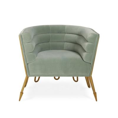 China Jonathan Adler Modern Design Stainless Steel Removable Velvet Single Cover Armchair With Relaxing Light Green Fabric Sofa Chair for sale