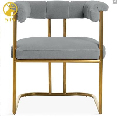 China Nordoc Furniture Modern Gold Style Stainless Steel Legs Gray Black Velvet Dining Chair Restaurant Chair Cafe Shop Armchair Multiple Colors for sale