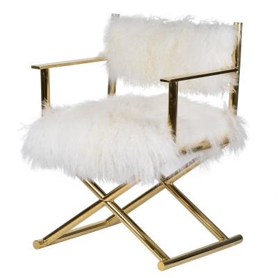 China Modern Luxury Golden White Cross Legs Woolen Chair Leisure Chair Italian Design Adler Jonathan Chair For Relaxing for sale