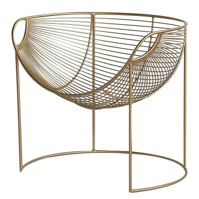 China Leisure Round Rose Gold Iron Metal Wire Modern Reclining Chair for Indoor Outdoor for sale