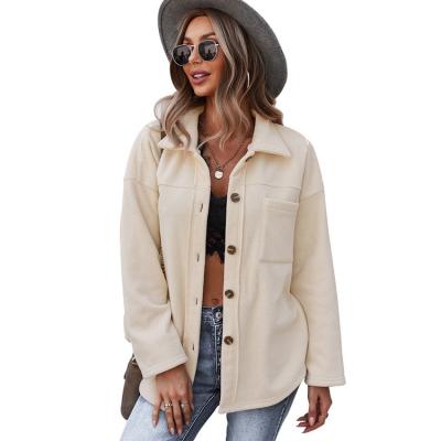 China Plus Size 2021 High Quality Winter Fleece Buttons Up Jacket Women for sale