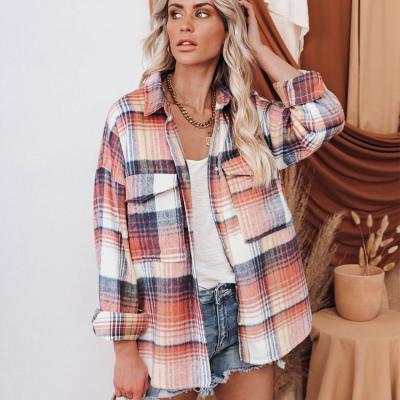 China Best Selling Copy Of New Arrival Breathable Winter Plaid Wool Shacket For Women for sale