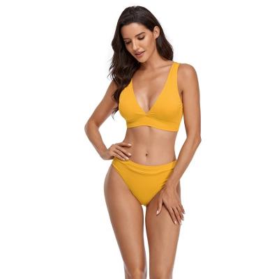 China Solid Color Breathable Backless Women's High Waist Fashion Swimwear Sexy Bikini for sale