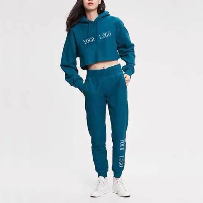 China QUICK DRY Custom Womens Clothing Long Sleeve Ladies Crop Top Workout Womens Jogger Sweatshirt Set Womens for sale