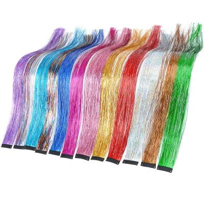 China i-tip hair 19.7 inch shiny part highlights sparkle Tinsel Hair Extensions Super Smart Synthetic Clip In Hair Braid for sale