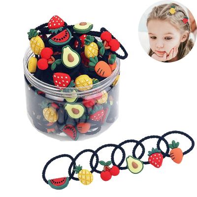 China 20 Pcs Set Kids Soft Resin Elastic Hair Bands Cute Girls Hair Rings Toddlers Cartoon Ponytail Holder Animal Hair Ties for sale