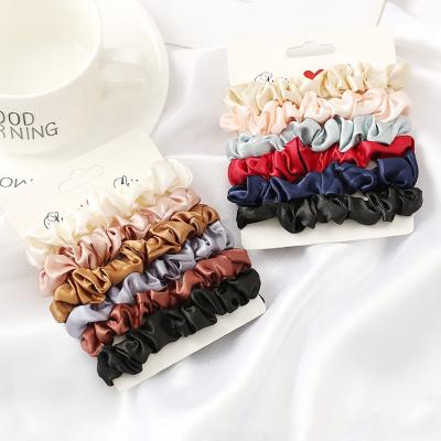 China Fashion 4/6 Pcs/Set Silky Satin Hair Scrunchies Fashions Women Girls Flips Hair Ties Ponytail Holders Hair Accessories for sale