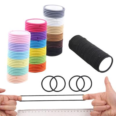 China Fashion Excellent Quality 4mm Hair Ties For Thick Hair No Crinkle No Damage Strong Elastic Ponytail Holder Rainbow Hair Bands for sale