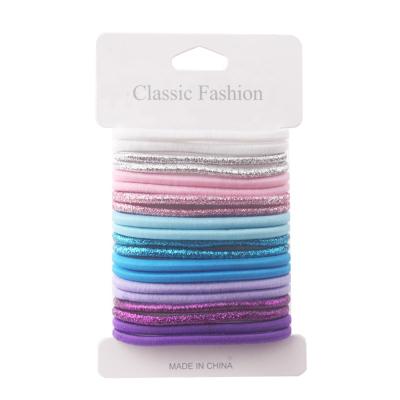 China Fashion 20pcs Set Glitter Rainbow Hair Bands For Women Girls Pastel Classic No Crease Strong Elastic Ponytail Holder Black Hair Ties for sale