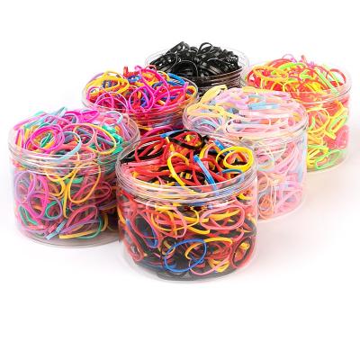 China Ecomomy Minimalist Modern Rainbow Strong Elastic Hair Ties in Storage Box No Crease No Damage Multi Color Disposable Elastic Bands for sale