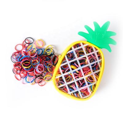 China Girls Sweet Rainbow Kids Gift Handbag Fruit Cartoon Strong Elastic Hair Ties Wrinkle No Damage Multi Color Disposable Elastic Bands for sale